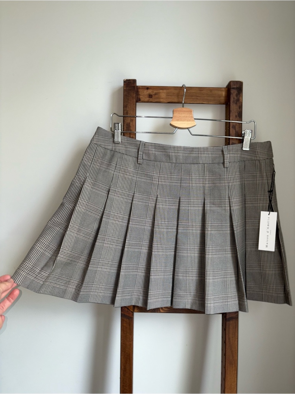 NWT Maison D’Amelie Pleated Plaid Mini Skirt Size Large School Girl Style Preppy